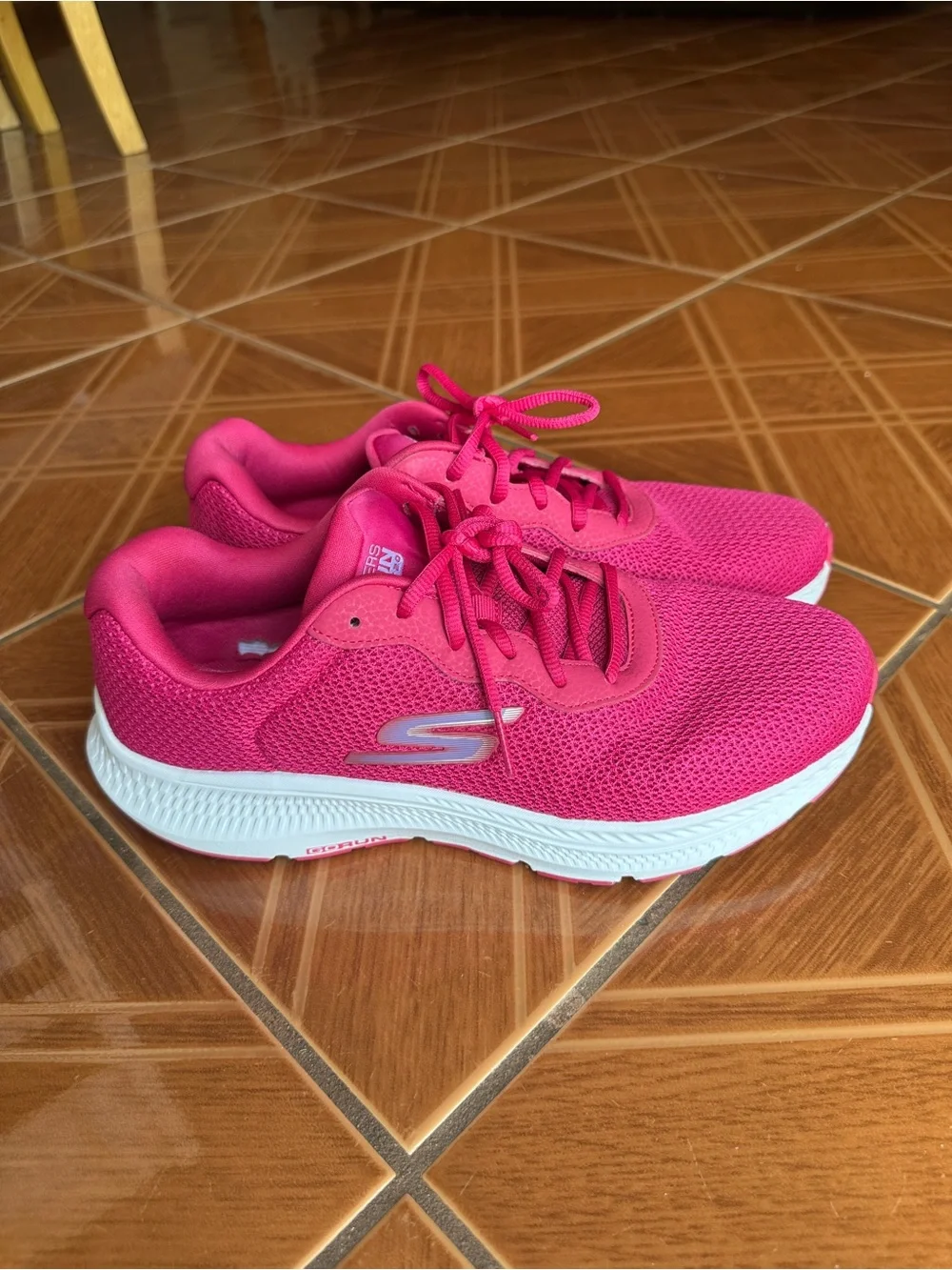Skechers Women's Hot Pink Mesh Lace-Up Sneakers